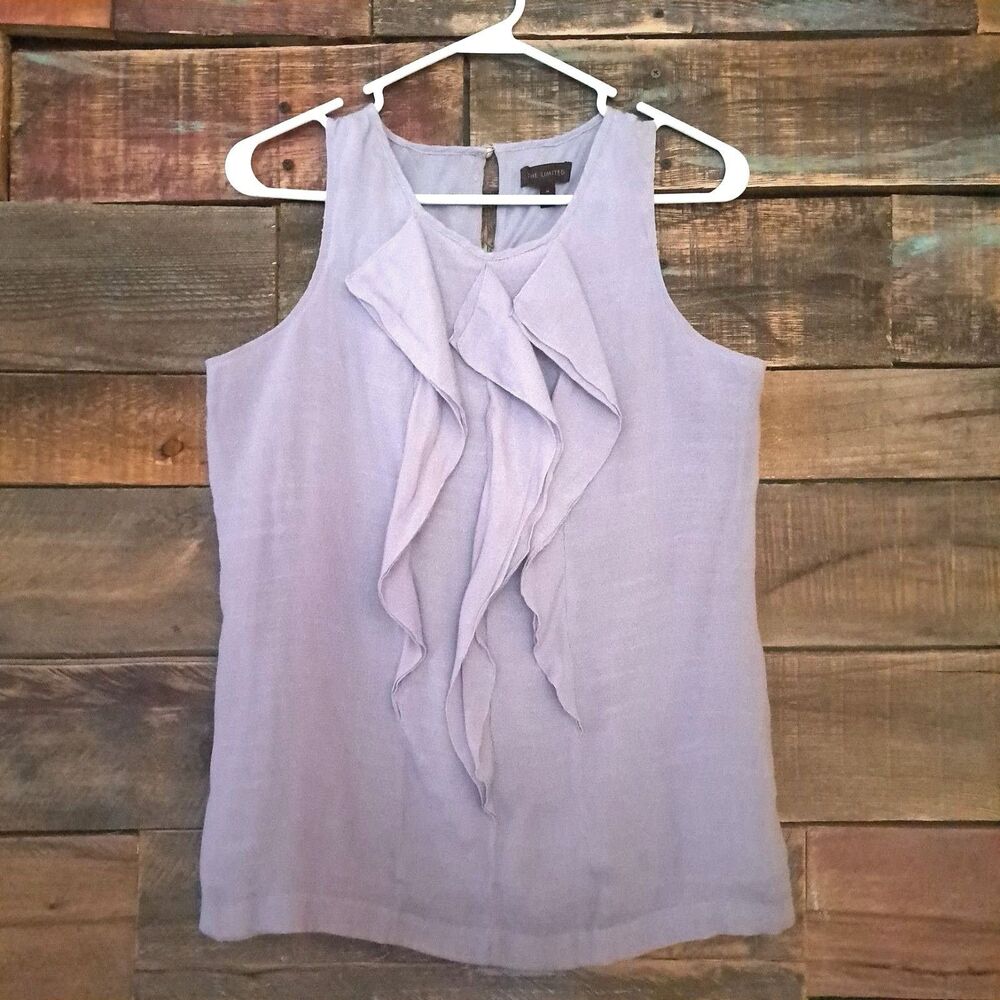 The Limited Womens Purple Sleeveless Ruffled Blouse Size Medium *Flaw